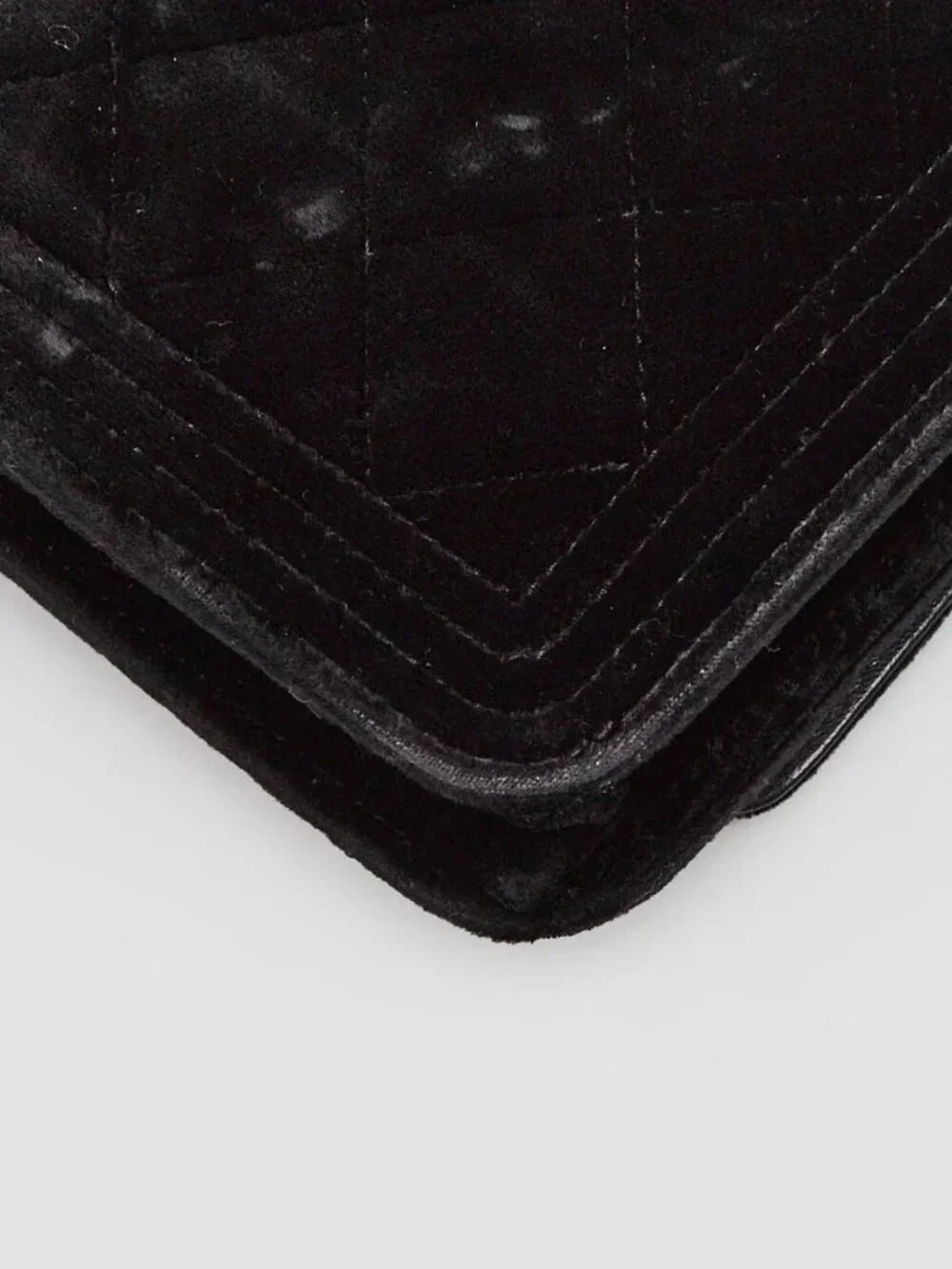 Chanel Black Quilted Velvet Boy WOC Clutch Bag